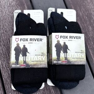 2Pair Fox River Medium Weight Military High Performance Men Black Socks Size X-L